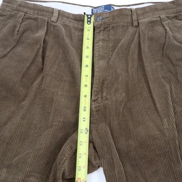 Polo Ralph Lauren Andrew Pant Mens 40/32 Brown Corduroy Pleated Straight Leg - Picture 3 of 13